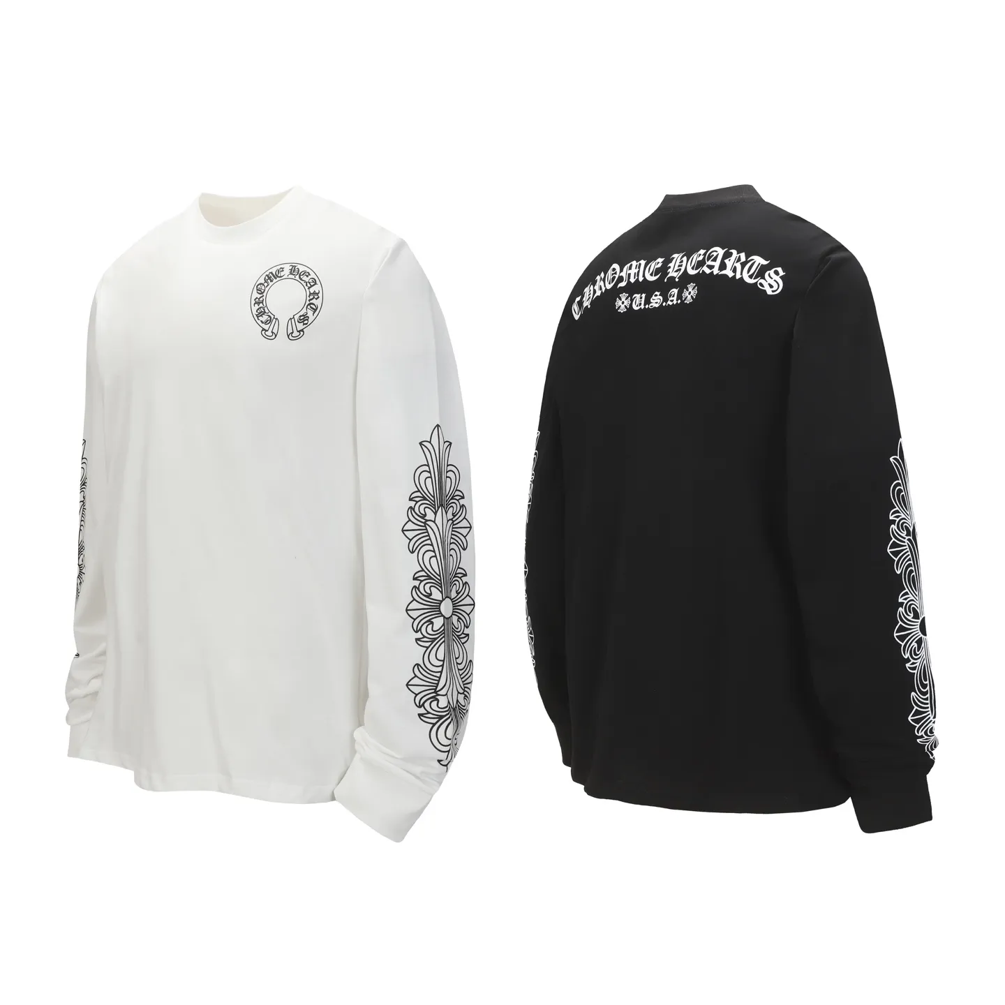 P150 -Chrome Hearts/Chrome Hearts 23ss scroll simple Sanskrit letters popular long-sleeved T-shirt -High weight, high density and high quality. The wool is soft, delicate and skin-friendly. It feels soft and silky. It has excellent warmth and skin-friendly properties.